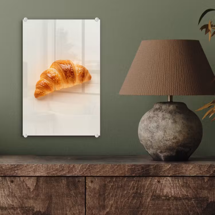 Glas schilderij - Croissant - Brood - Beige — 4