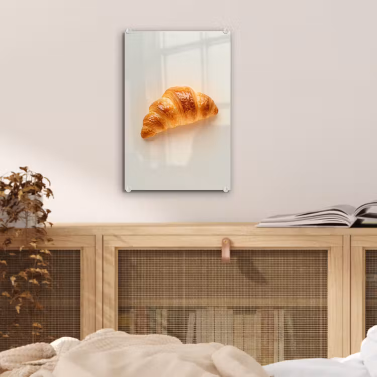 Glas schilderij - Croissant - Brood - Beige — 5