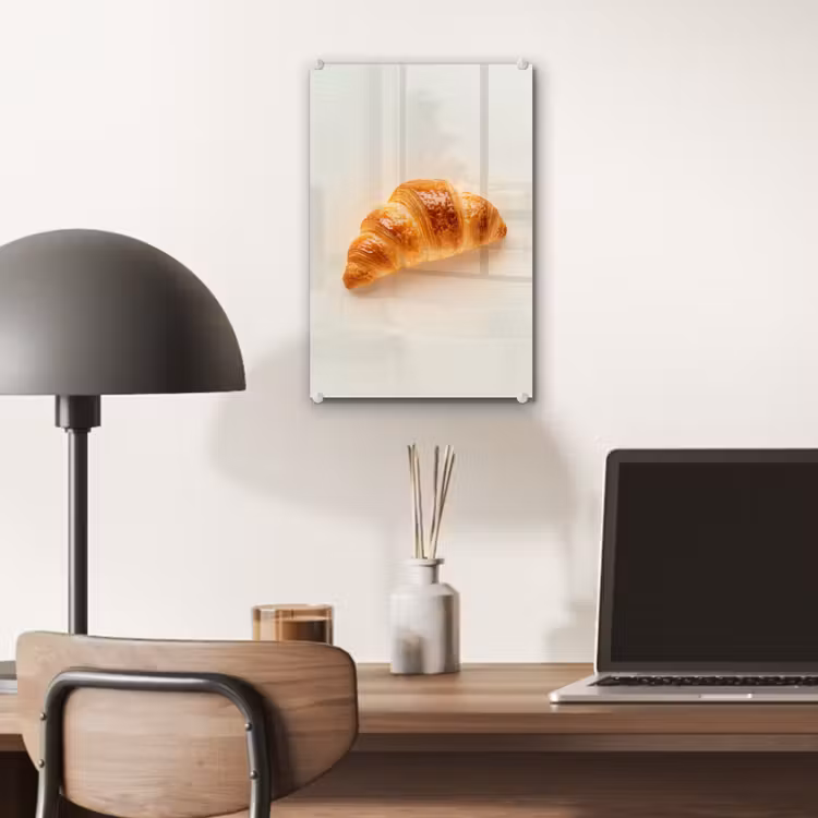 Glas schilderij - Croissant - Brood - Beige — 7