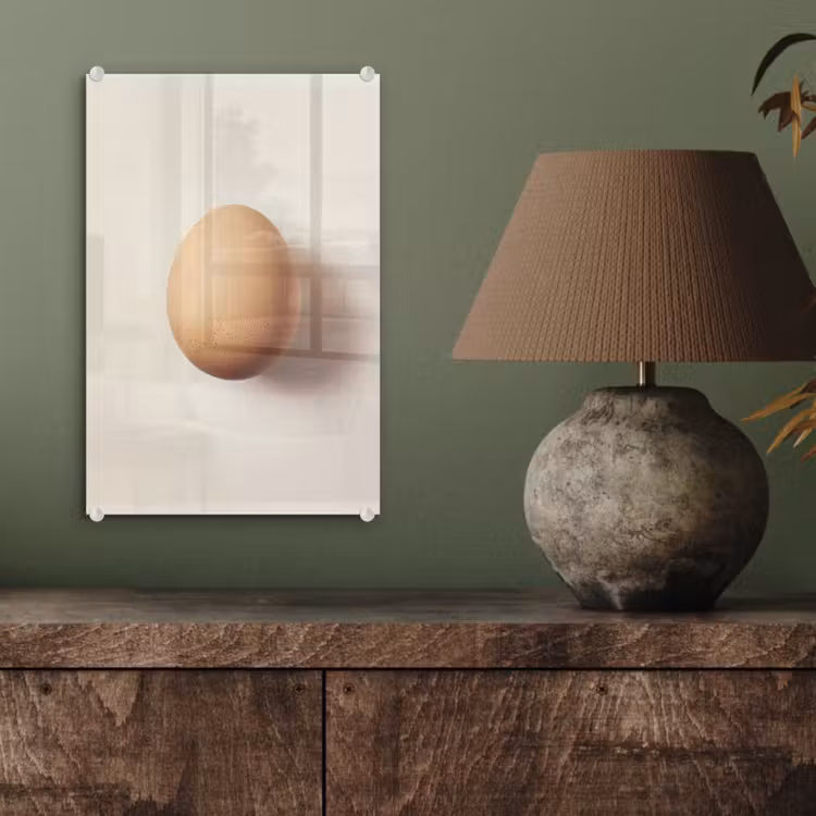 Glas schilderij - Ei - Beige - Ovaal - Egaal — 4