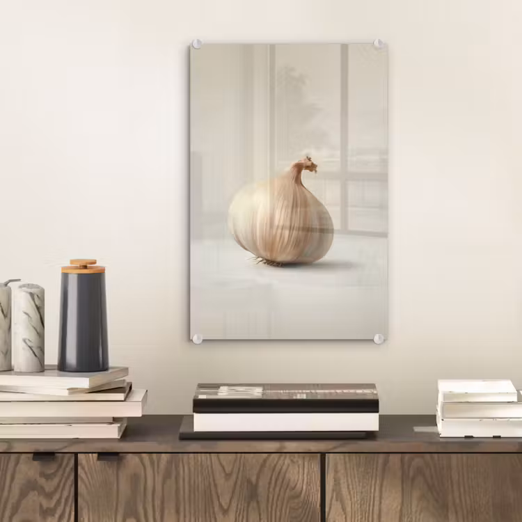 Glas schilderij - Knoflook - Natuurlijk - Beige — 2