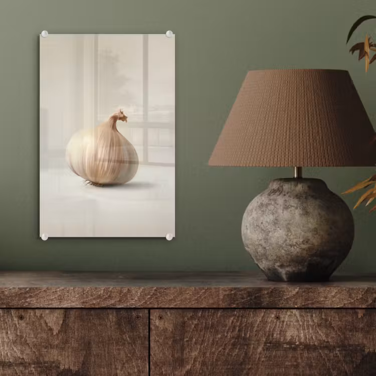 Glas schilderij - Knoflook - Natuurlijk - Beige — 4