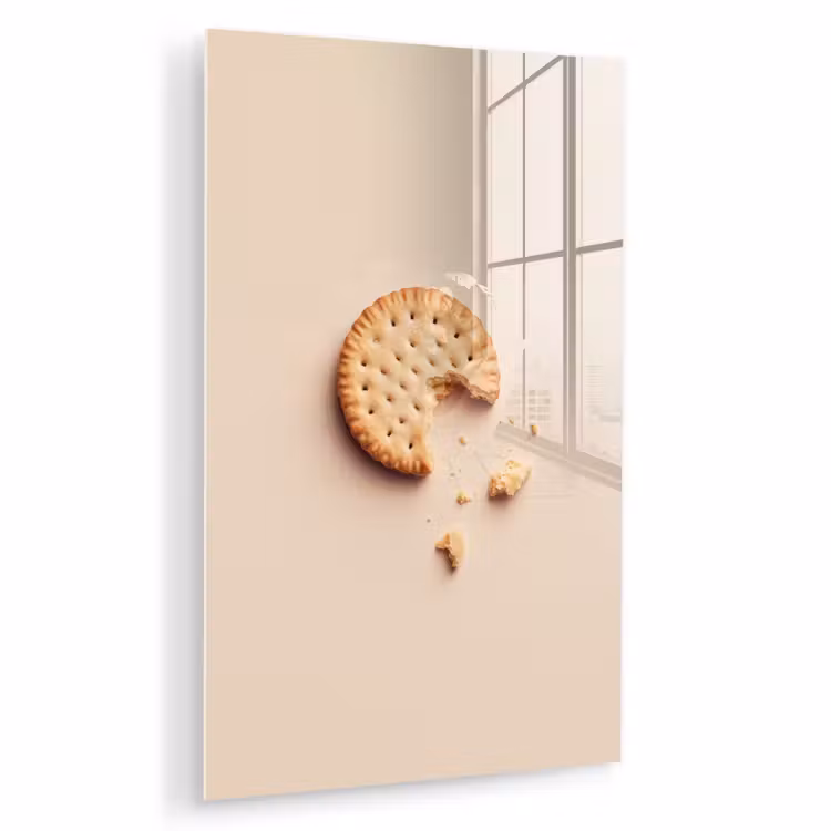 Glas schilderij - Koekje - Kruimels - beige — 1