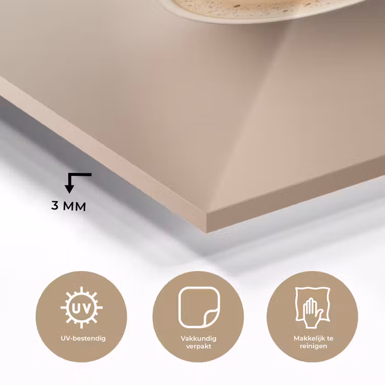 Glas schilderij - Koffie - Melkschuim - Lach - Beige — 3