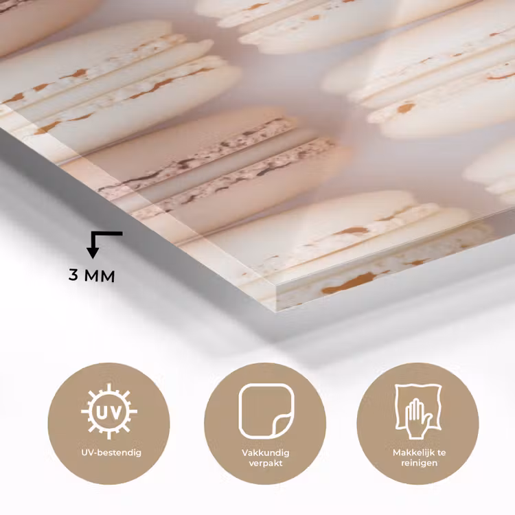 Glas schilderij - Macarons - Beige - Bruin — 3