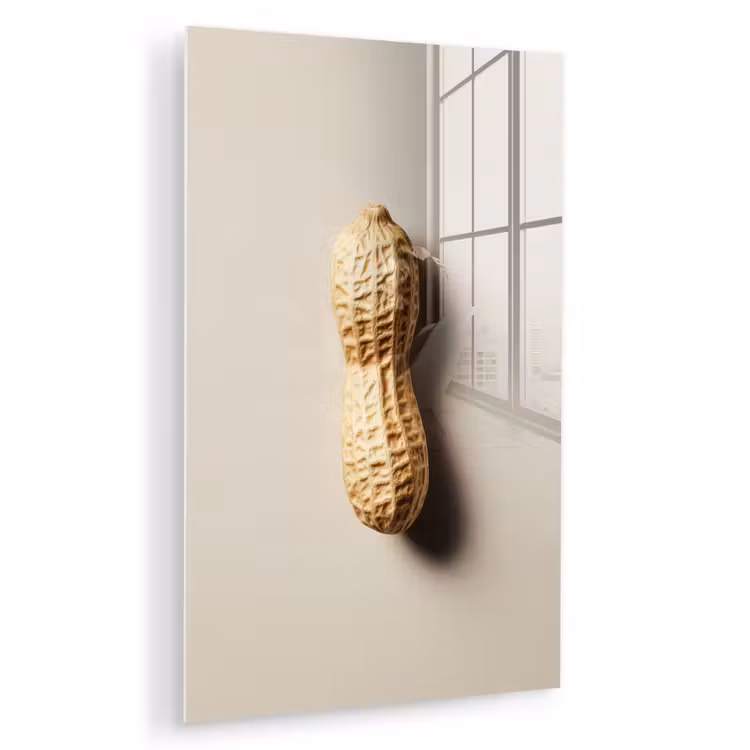 Glas schilderij - Pinda - Ruw - Beige — 1