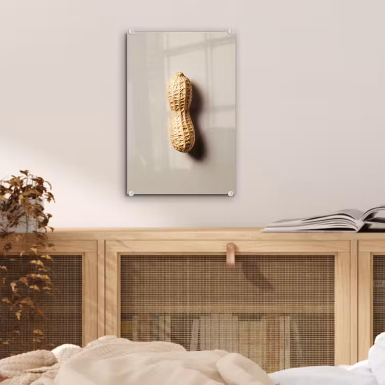 Glas schilderij - Pinda - Ruw - Beige — 5