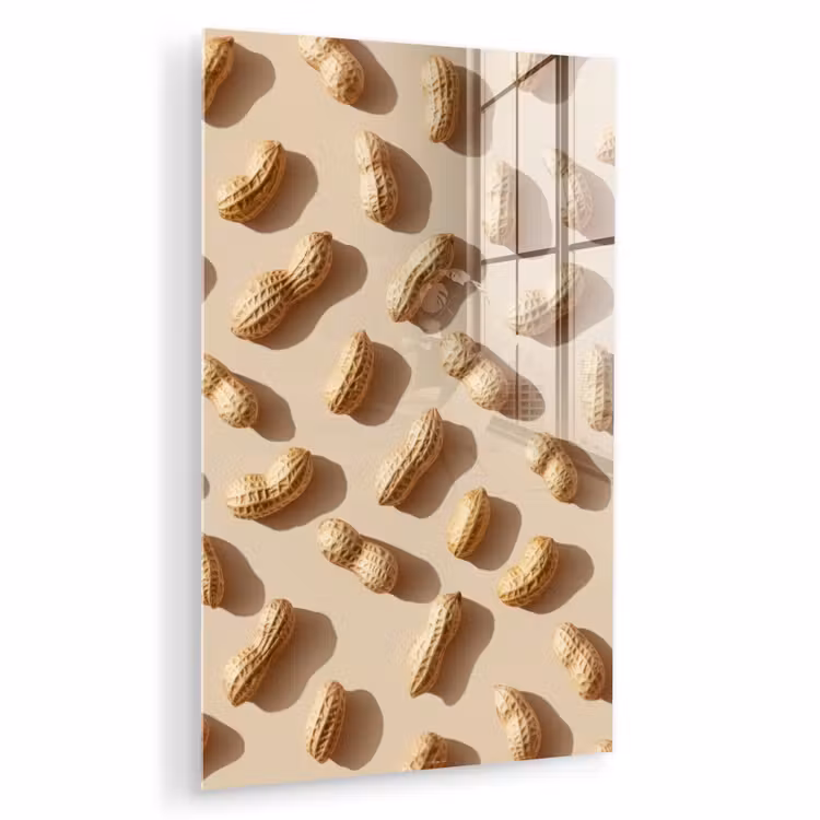 Glas schilderij - Pinda's - Patroon - Beige — 1