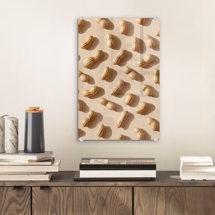 Glas schilderij - Pinda's - Patroon - Beige — 2