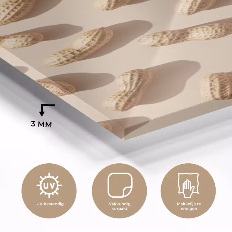 Glas schilderij - Pinda's - Patroon - Beige — 3