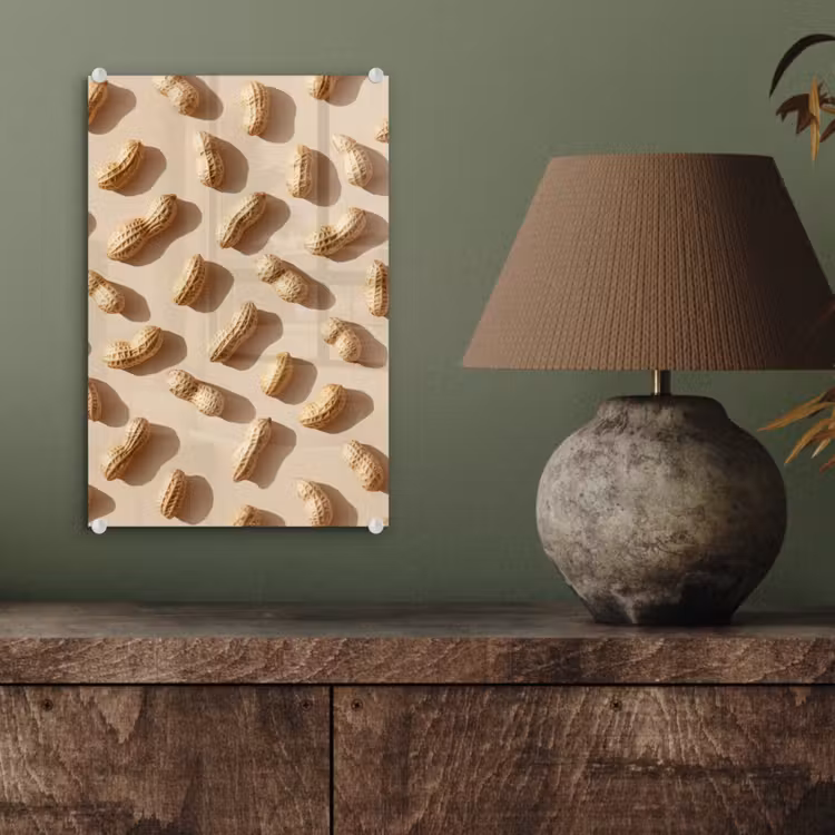 Glas schilderij - Pinda's - Patroon - Beige — 4