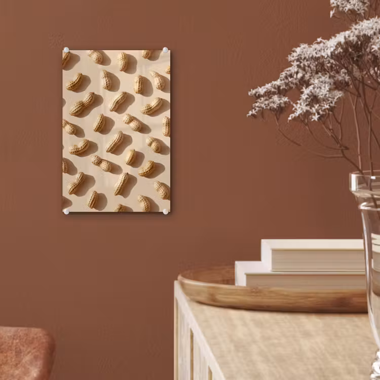 Glas schilderij - Pinda's - Patroon - Beige — 6