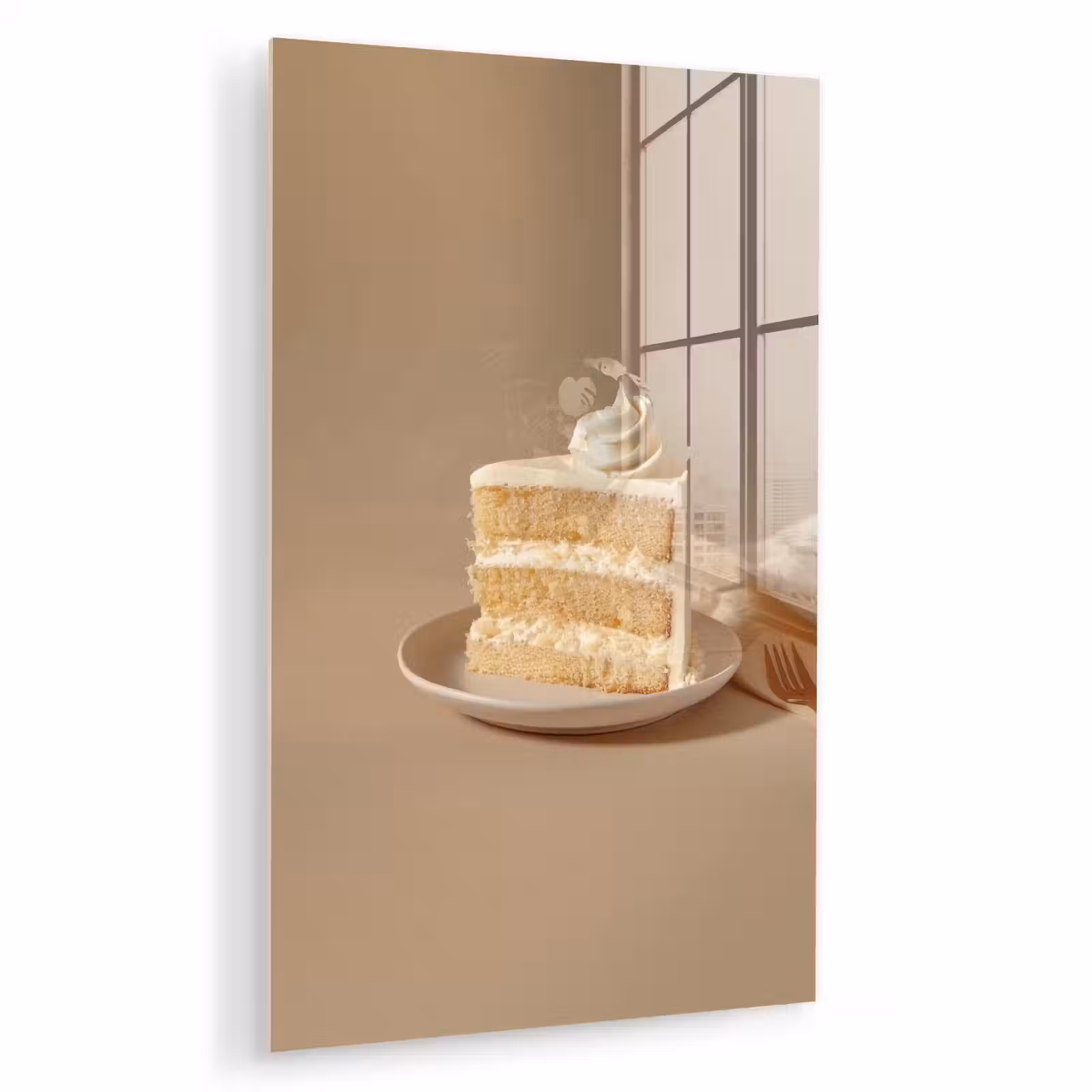 Glas schilderij - Vanilletaart - Cake - Romig — 1