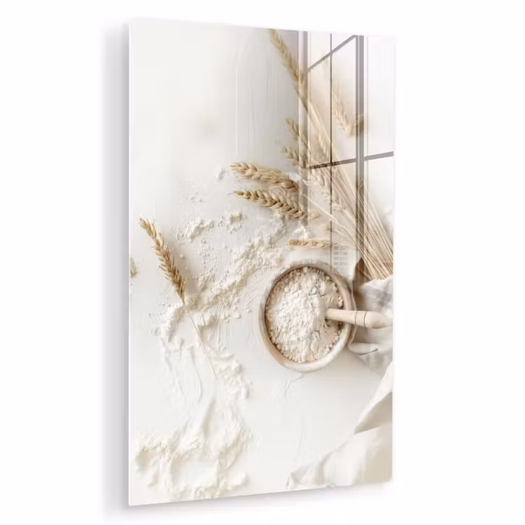 Glas schilderij - Bloem - Hout - Tarwe — 1