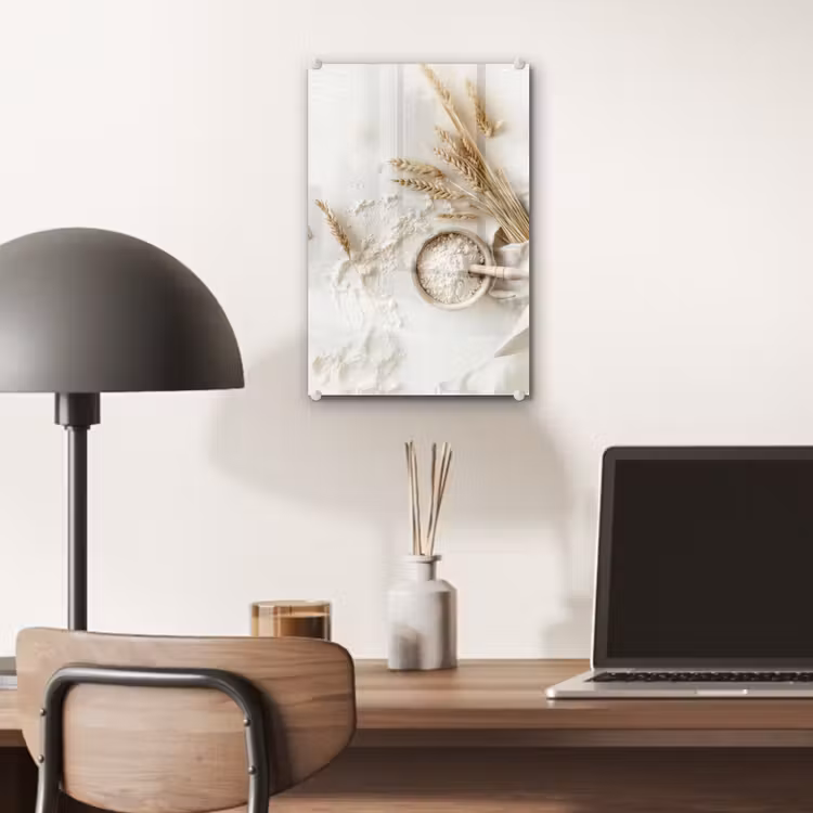 Glas schilderij - Bloem - Hout - Tarwe — 7