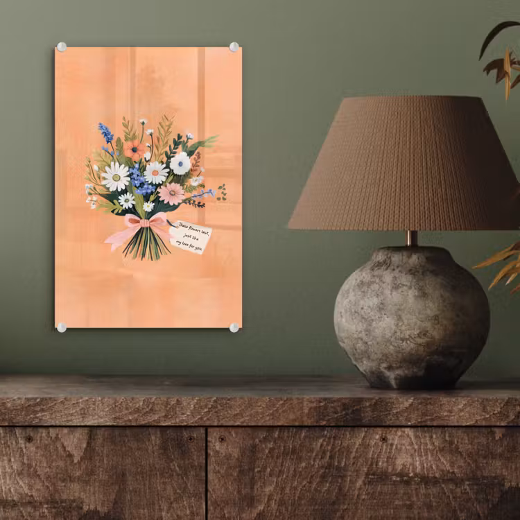 Glas schilderij - Boeket - Strikje - Quote — 4