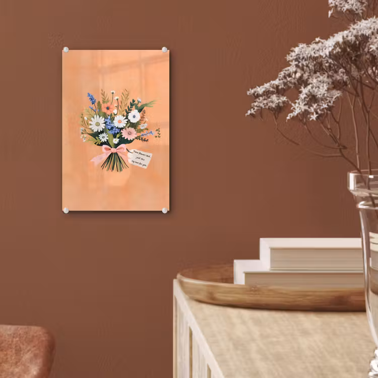 Glas schilderij - Boeket - Strikje - Quote — 6