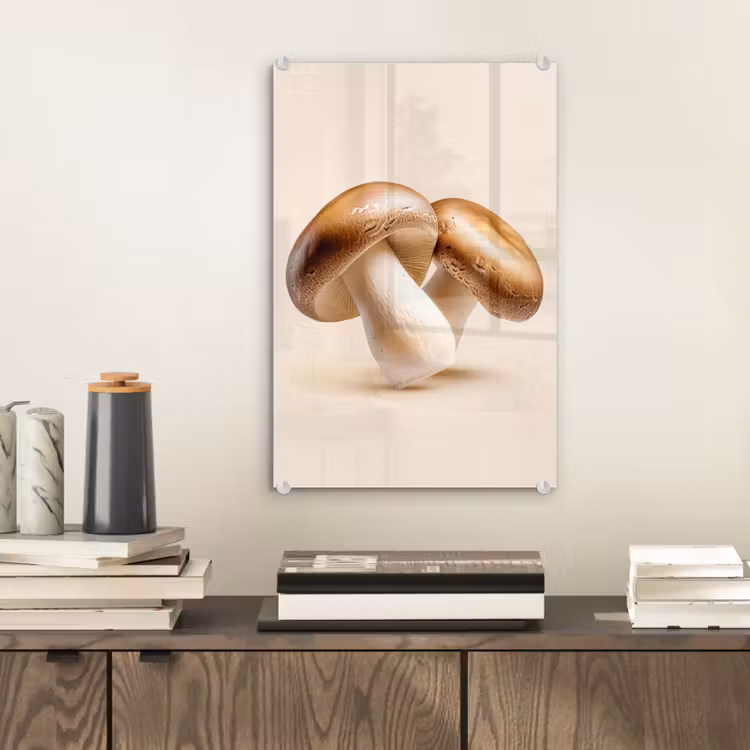 Glas schilderij - Champignons - Zacht - Beige — 2