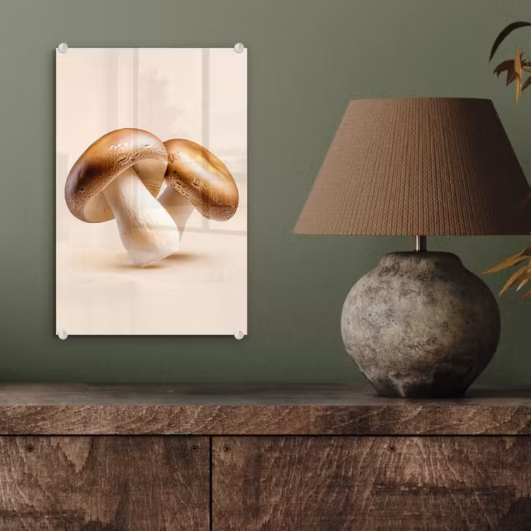 Glas schilderij - Champignons - Zacht - Beige — 4