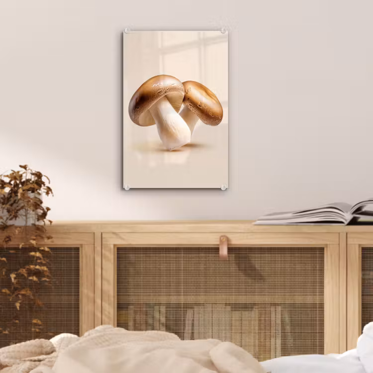Glas schilderij - Champignons - Zacht - Beige — 5