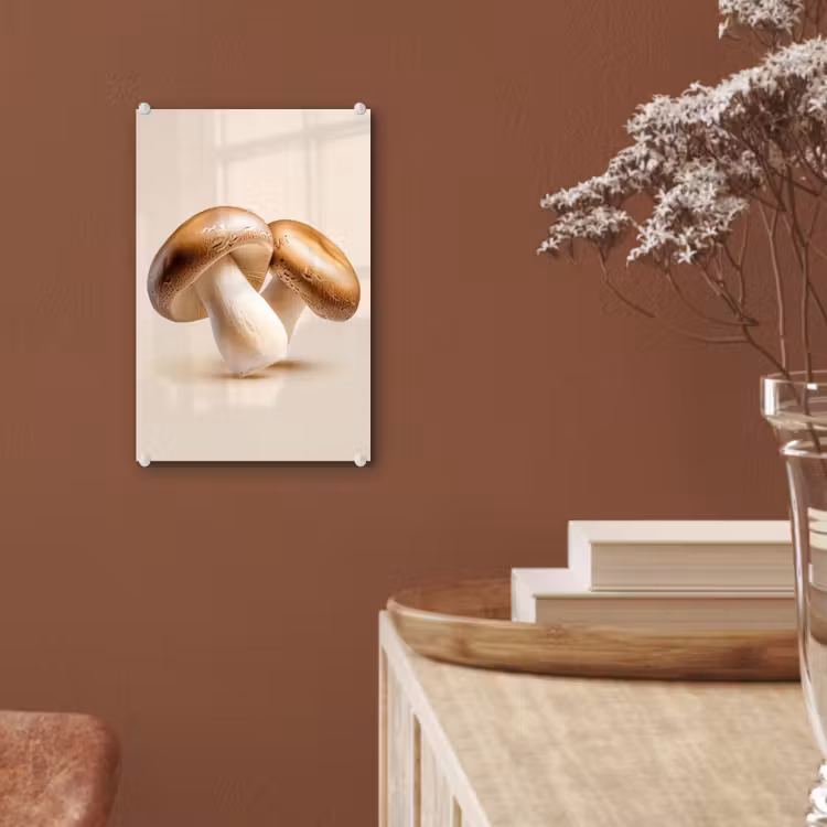 Glas schilderij - Champignons - Zacht - Beige — 6