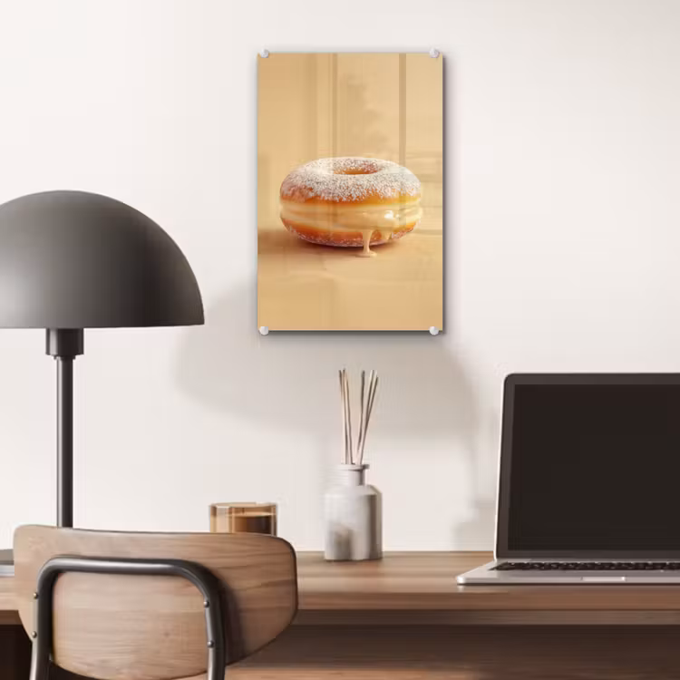 Glas schilderij - Donut - Romig - Poedersuiker - Beige — 7