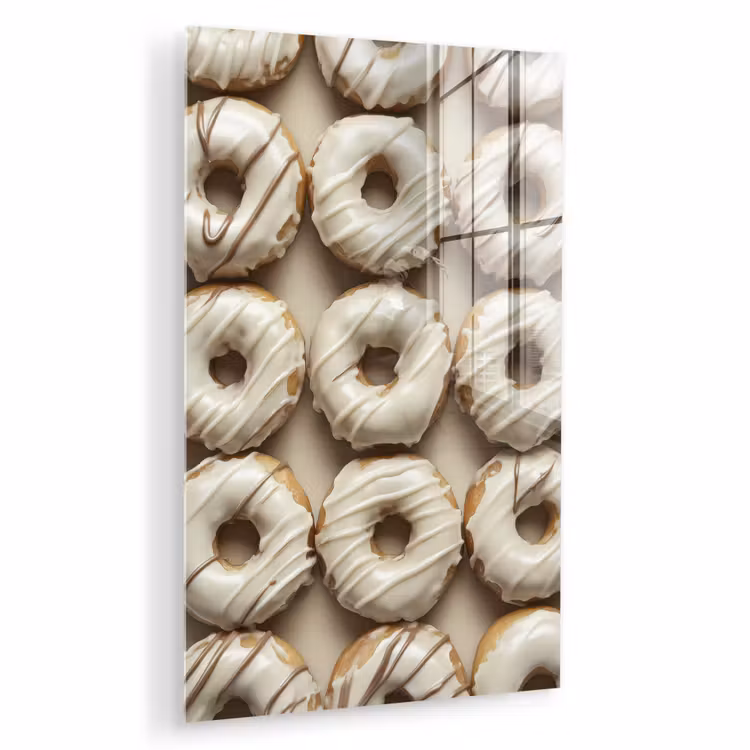 Glas schilderij - Donuts - Chocolade - Wit - Beige — 1