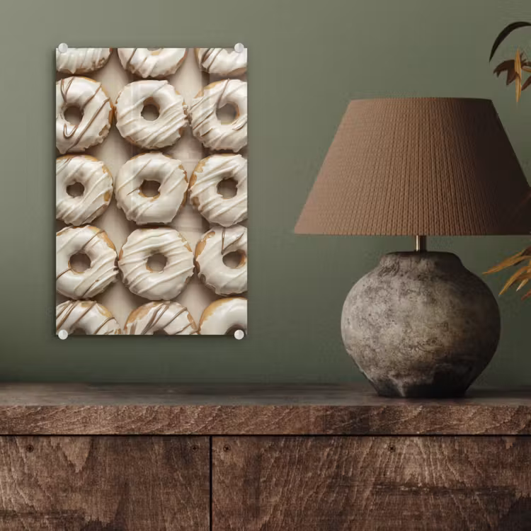Glas schilderij - Donuts - Chocolade - Wit - Beige — 4