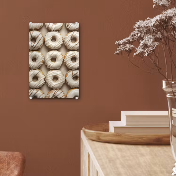 Glas schilderij - Donuts - Chocolade - Wit - Beige — 6