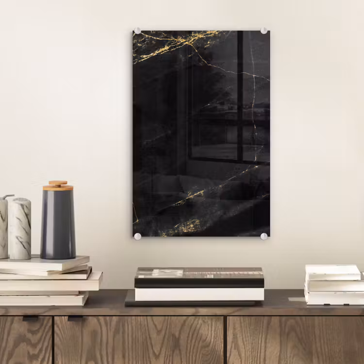 Glas schilderij - Marmer - Zwart - Goud - Chic - Marmerlook - Design — 2