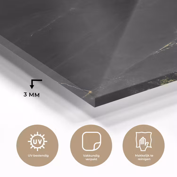 Glas schilderij - Marmer - Zwart - Goud - Chic - Marmerlook - Design — 3