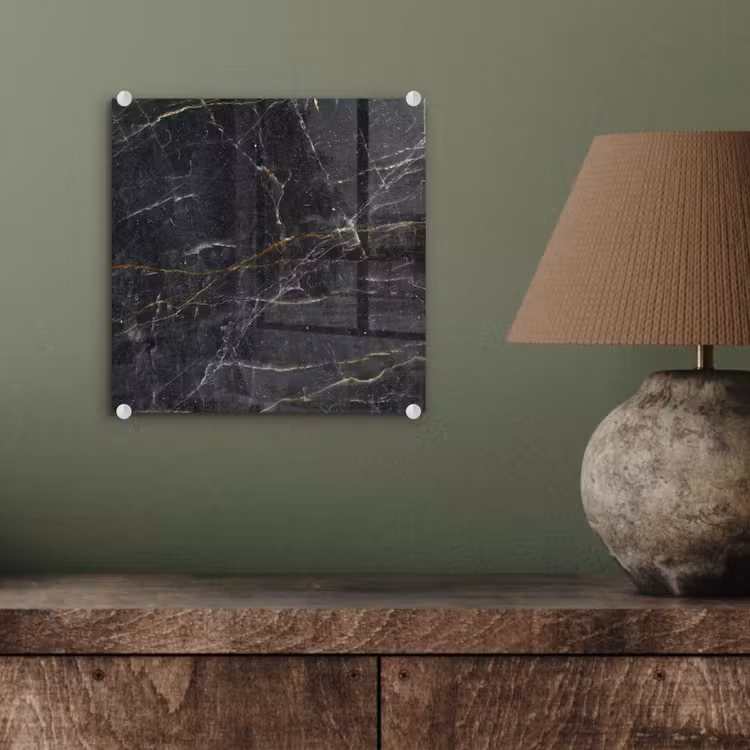 Glas schilderij - Marmer - Zwart - Goud - Grijs - Marmerstructuur — 4