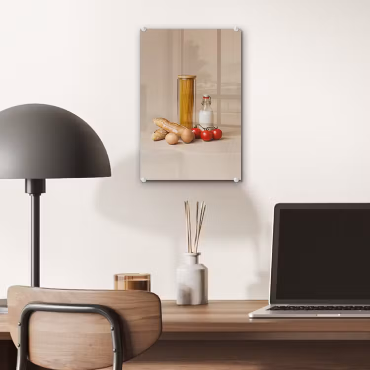 Glas schilderij - Spaghetti - Melk - Tomaten - Eieren - Brood — 7