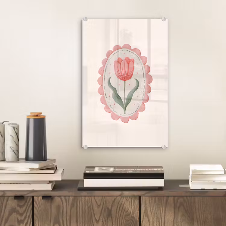 Glas schilderij - Tulp - Lijst - Ovaal - Illustratie — 2