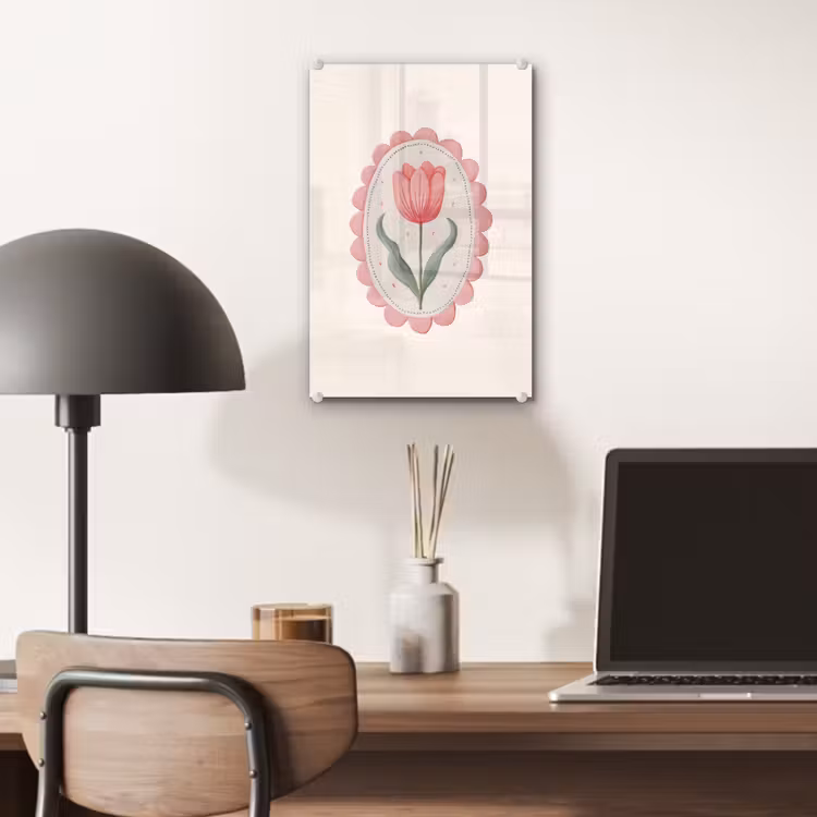 Glas schilderij - Tulp - Lijst - Ovaal - Illustratie — 7