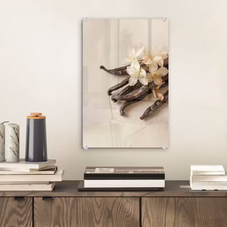 Glas schilderij - Vanille - Bloemen - Beige — 2