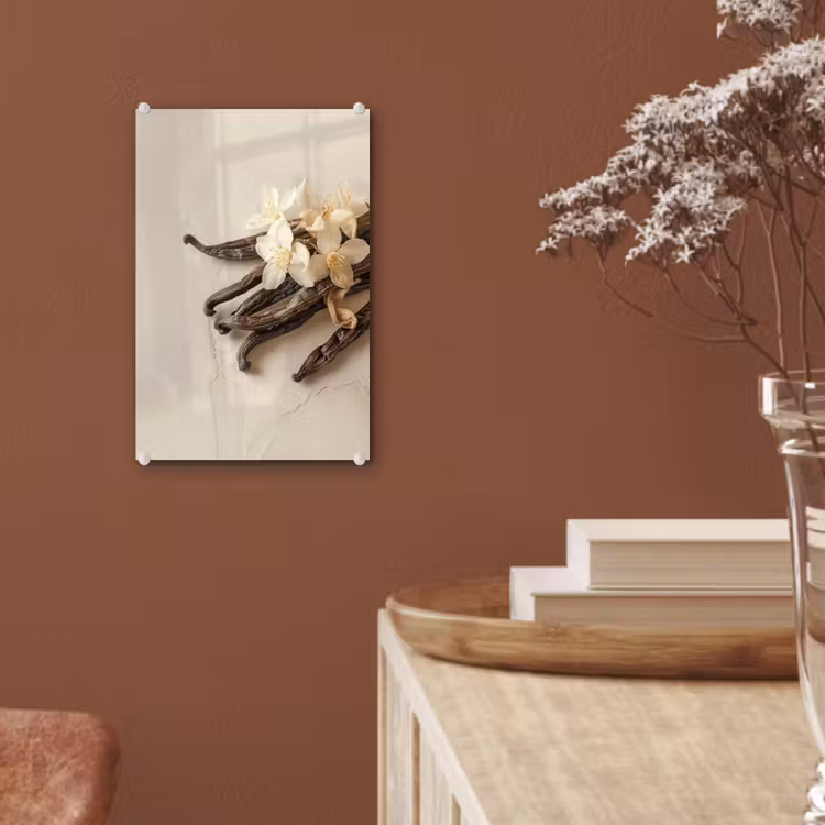 Glas schilderij - Vanille - Bloemen - Beige — 6