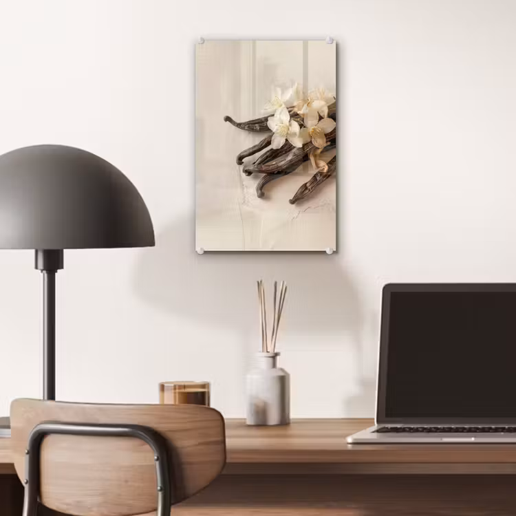 Glas schilderij - Vanille - Bloemen - Beige — 7