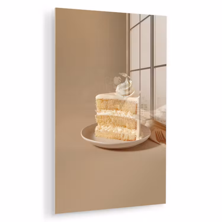Glas schilderij - Vanilletaart - Cake - Romig — 1