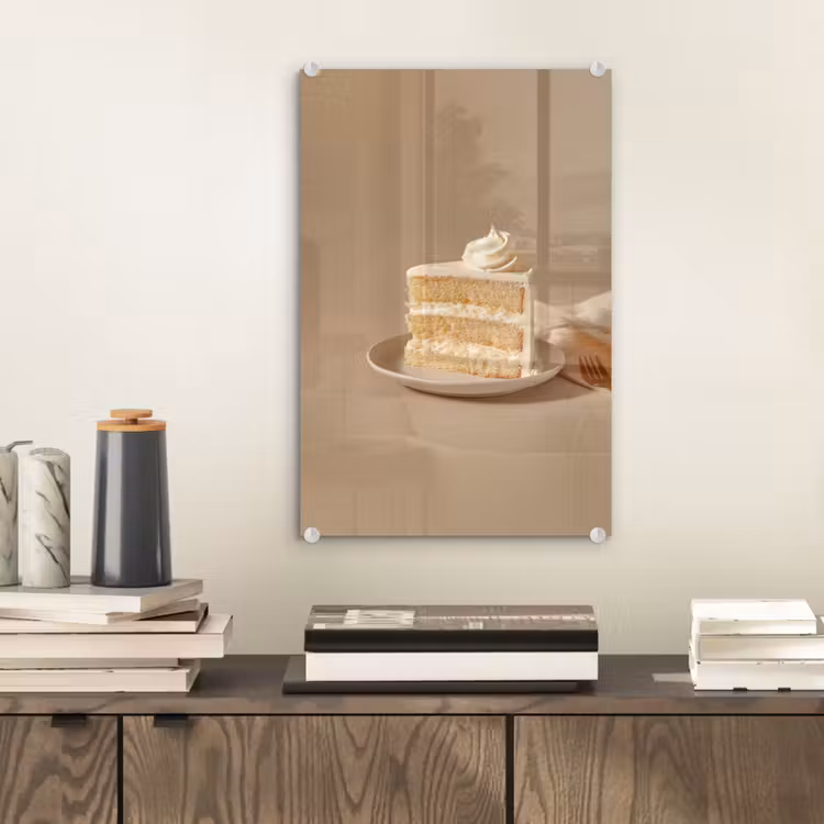 Glas schilderij - Vanilletaart - Cake - Romig — 2