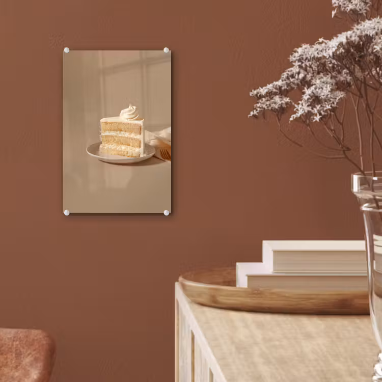Glas schilderij - Vanilletaart - Cake - Romig — 6