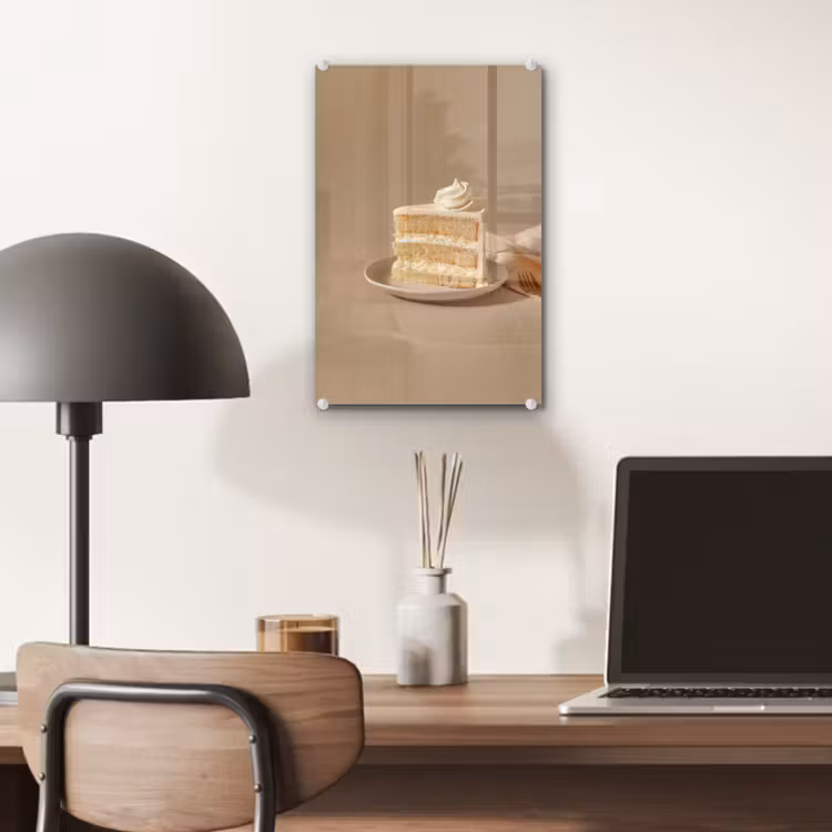 Glas schilderij - Vanilletaart - Cake - Romig — 7