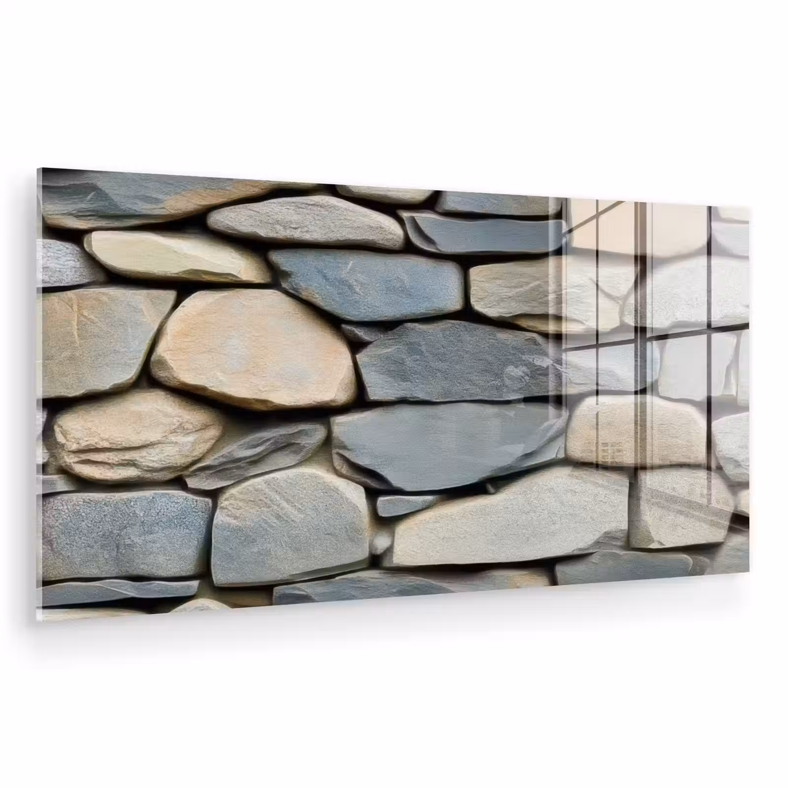 Glas schilderij - Stenen - Rustiek - Grijs — 1