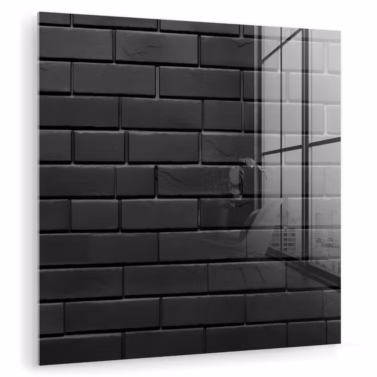 Glas schilderij - Grijs - Baksteen - Patroon - Stenen — 1