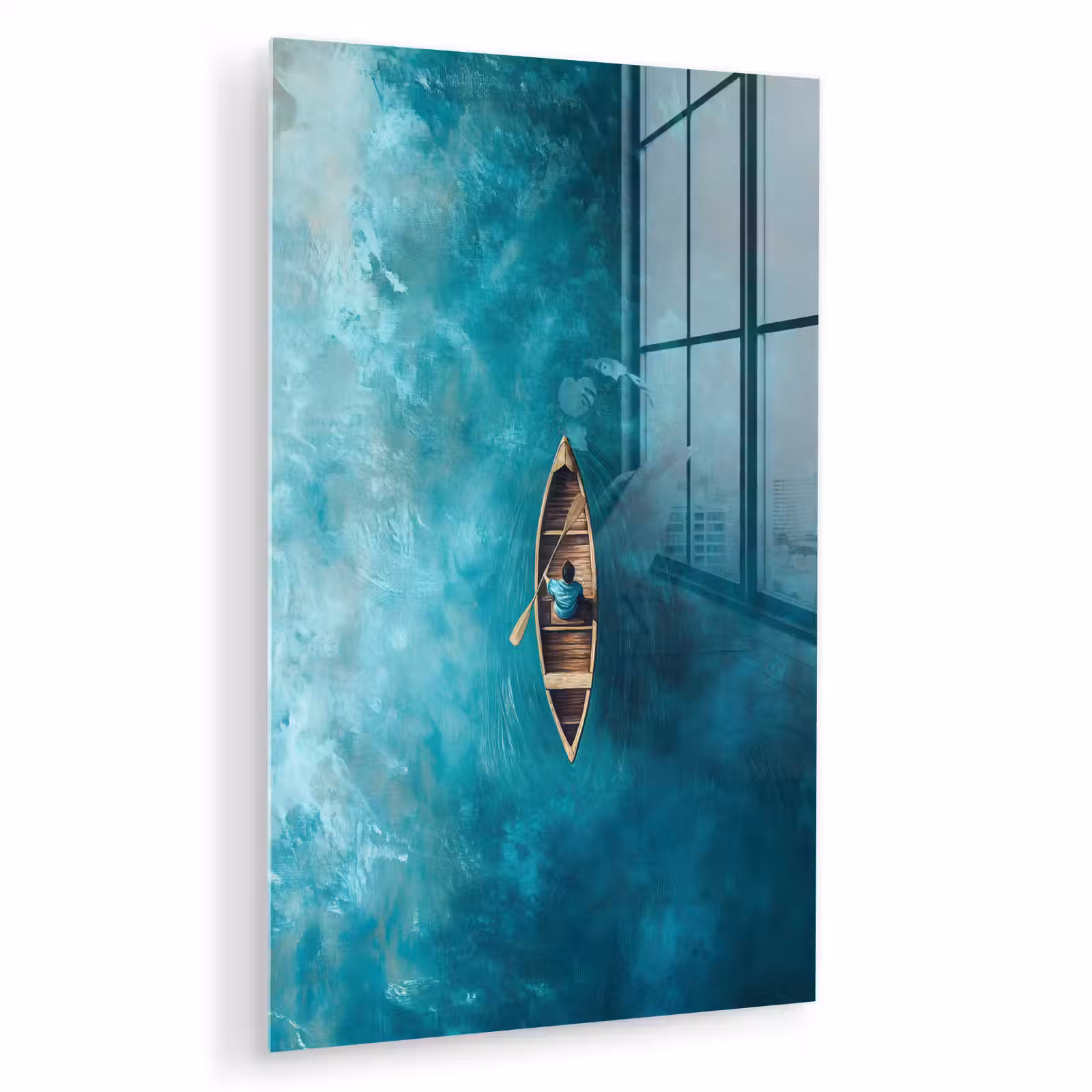 Glas schilderij - Bootje - Water - Blauw — 1