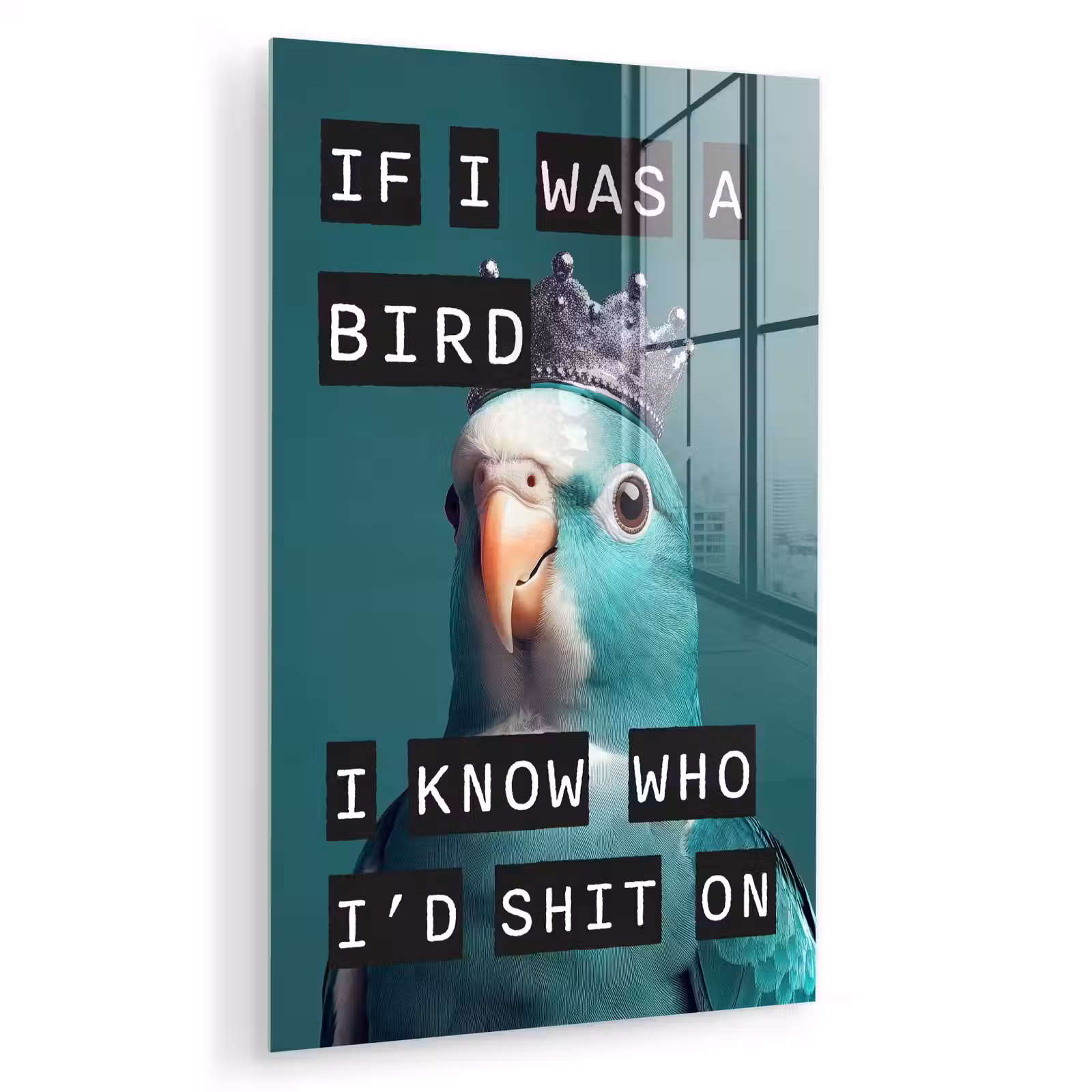 Glas schilderij - Parkiet - Turquoise - Quotes - Decoratie — 1