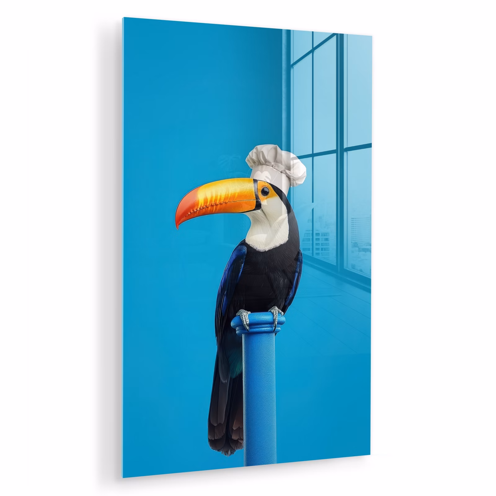 Glas schilderij - Tucan - Sokkel - Vogel - Koksmuts — 1