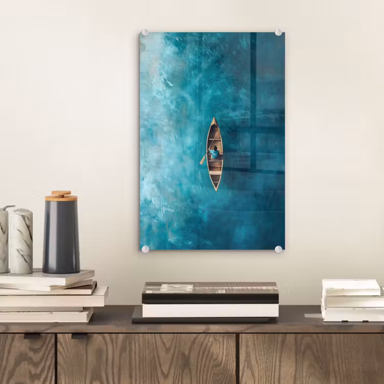 Glas schilderij - Bootje - Water - Blauw — 2