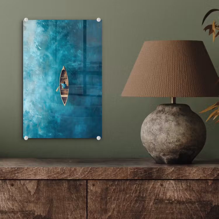 Glas schilderij - Bootje - Water - Blauw — 4