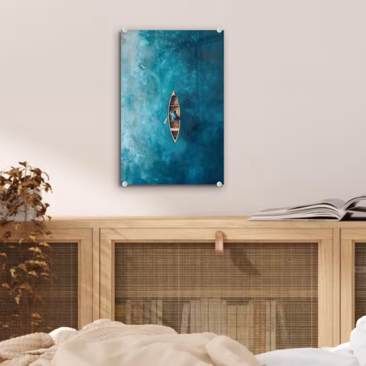 Glas schilderij - Bootje - Water - Blauw — 5